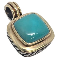 David Yurman Sterling Silver 18K Turquoise Albion Pendant #22232