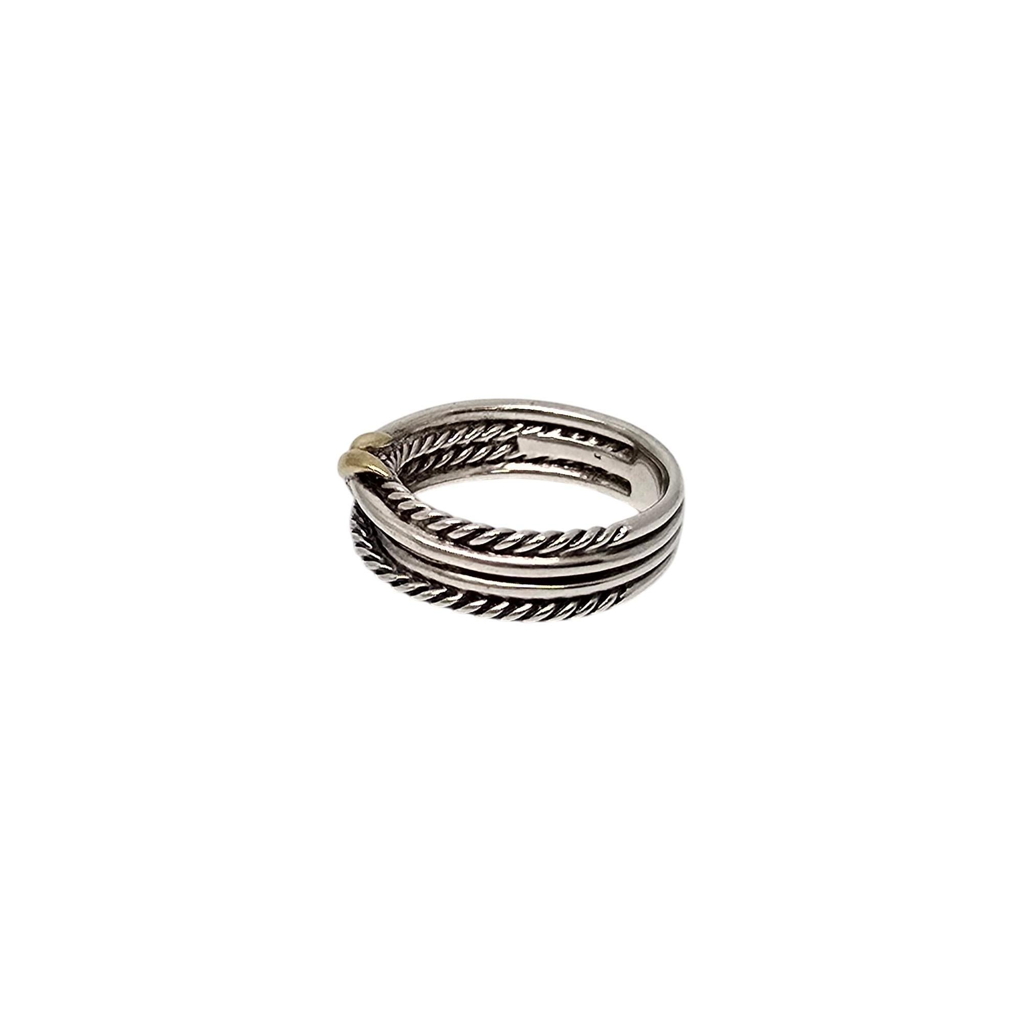 David Yurman Sterling Silver 18K X Crossover Ring Size 8 1/2 #19856 In Good Condition In Washington Depot, CT