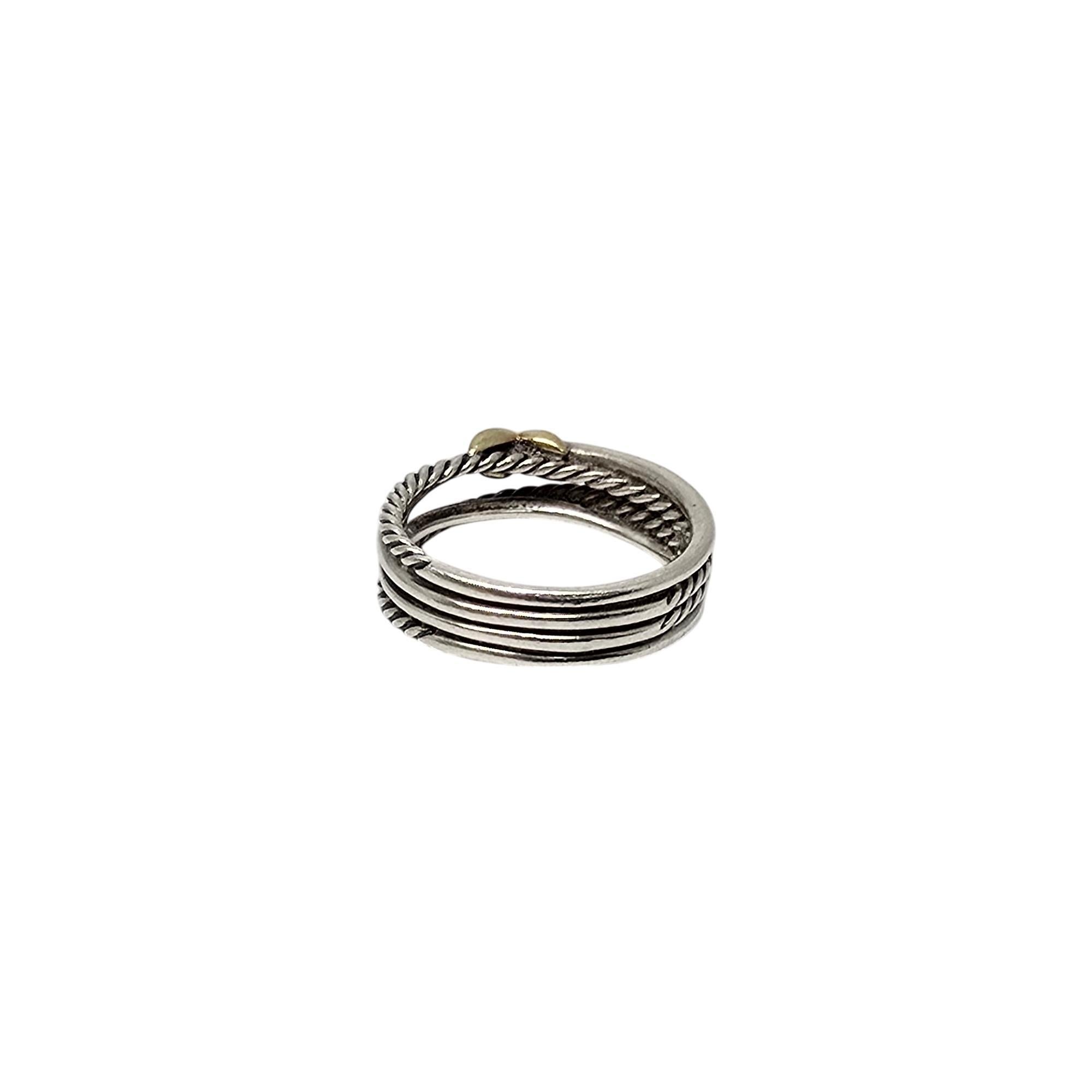Women's David Yurman Sterling Silver 18K X Crossover Ring Size 8 1/2 #19856