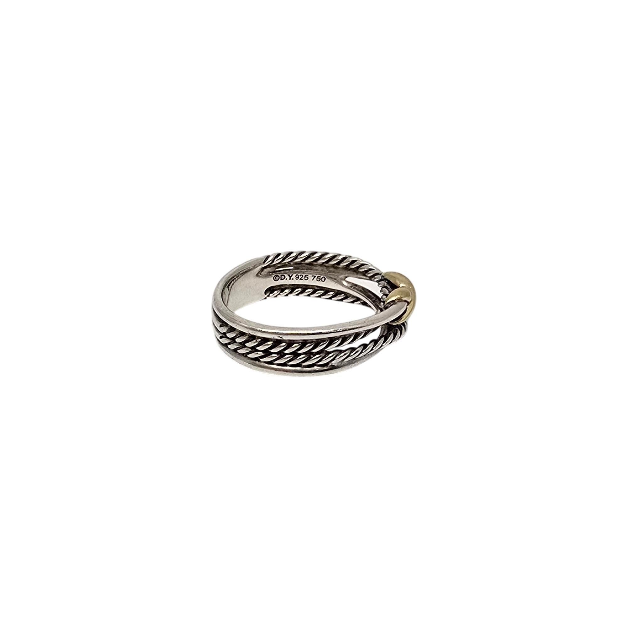 David Yurman Sterling Silver 18K X Crossover Ring Size 8 1/2 #19856 1