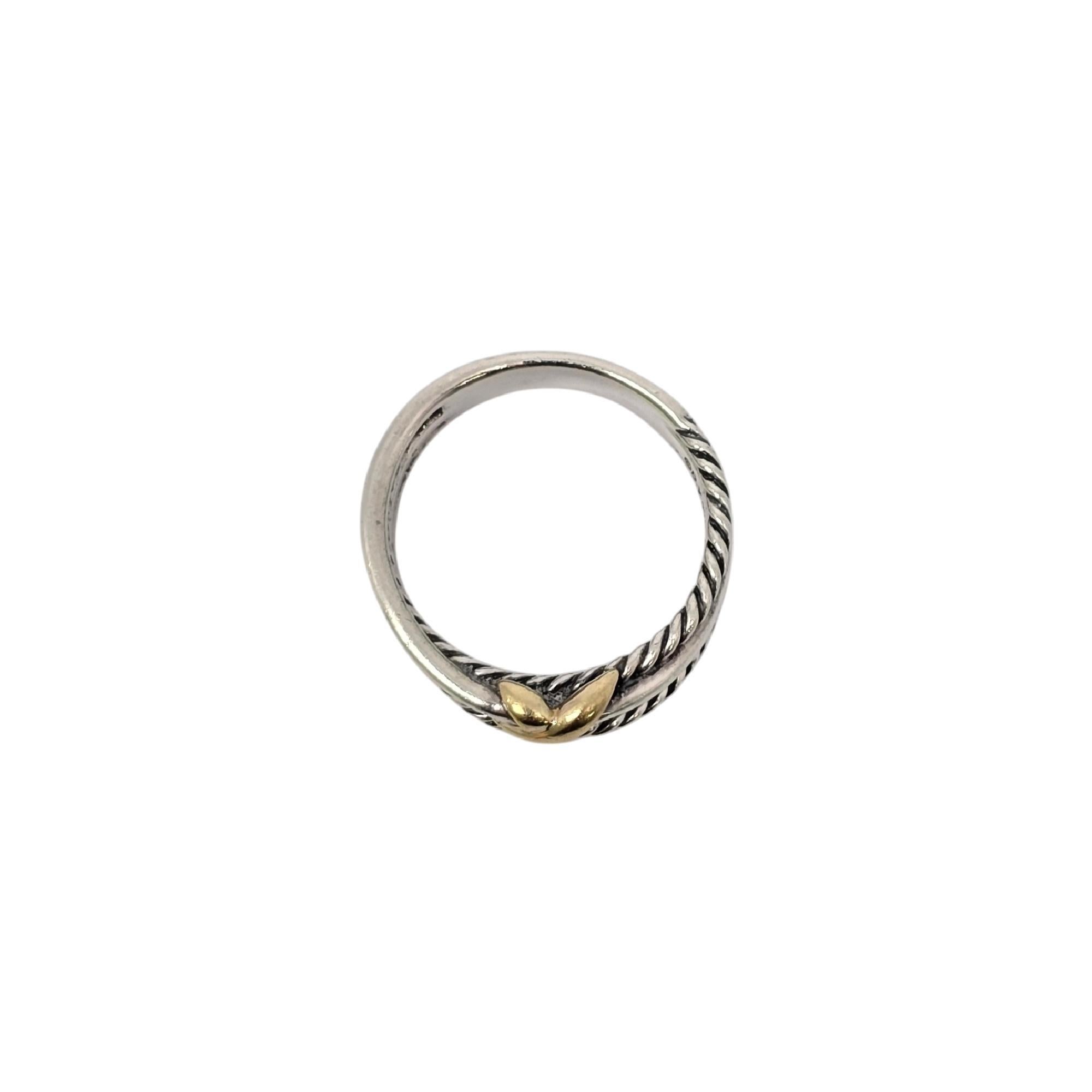 David Yurman Sterling Silver 18K X Crossover Ring Size 8 1/2 #19856 2
