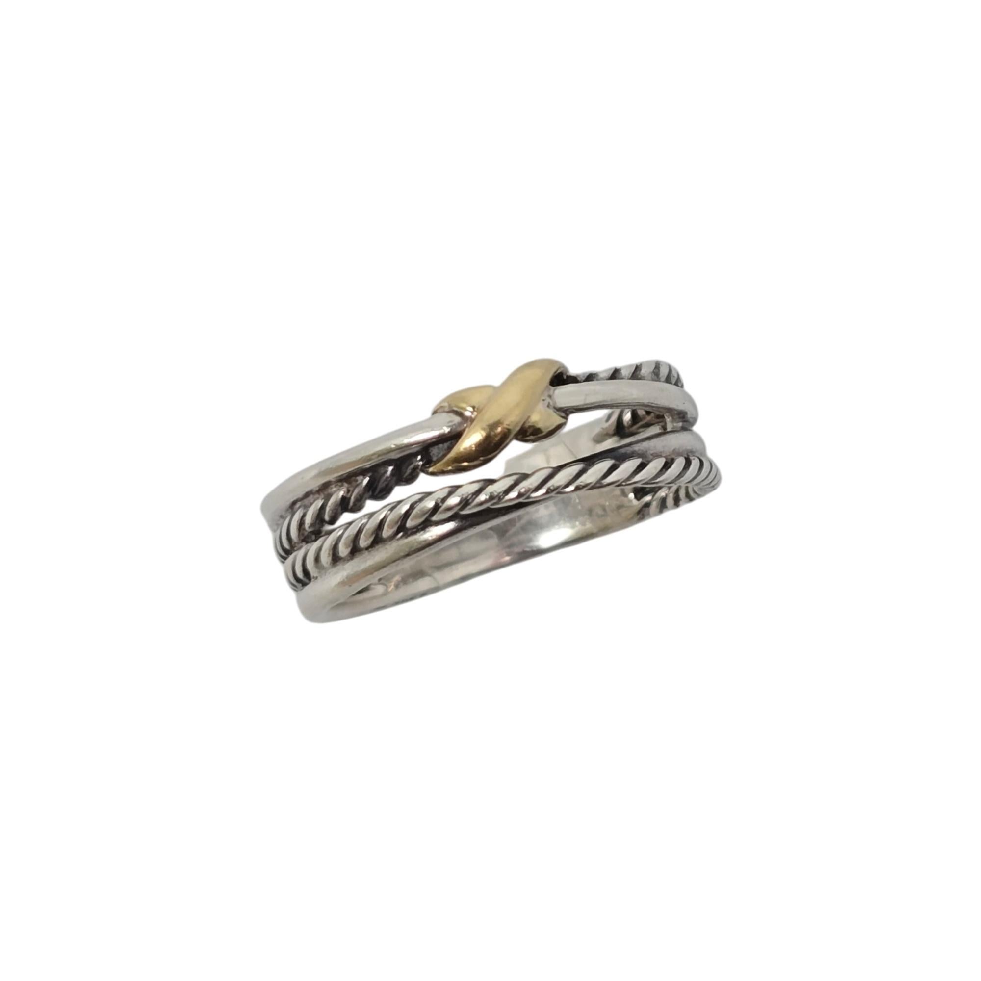 David Yurman Sterling Silver 18K X Crossover Ring Size 8 1/2 #19856 3