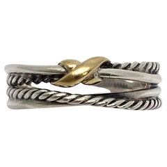 David Yurman Sterling Silver 18K X Crossover Ring Size 8 1/2 #19856