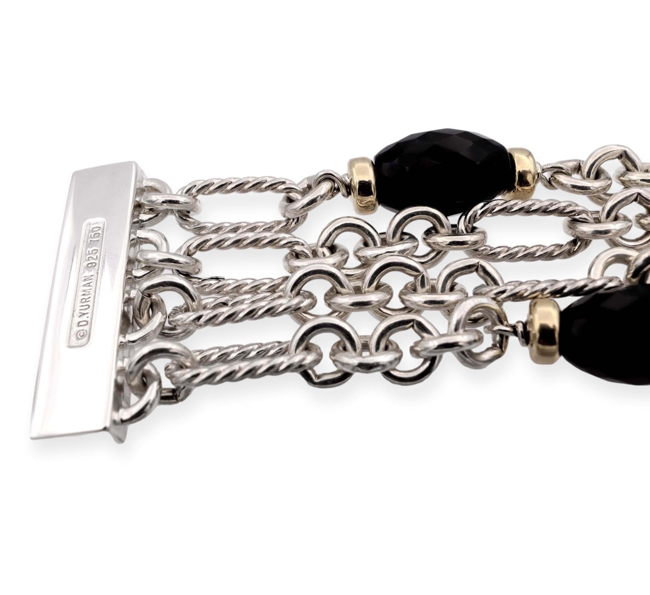 Contemporain David Yurman Bracelet en argent sterling et or jaune 18 carats avec onyx Bijoux Dujour en vente