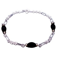 David Yurman Sterling Silver 18k Yellow Gold Black Onyx Necklace