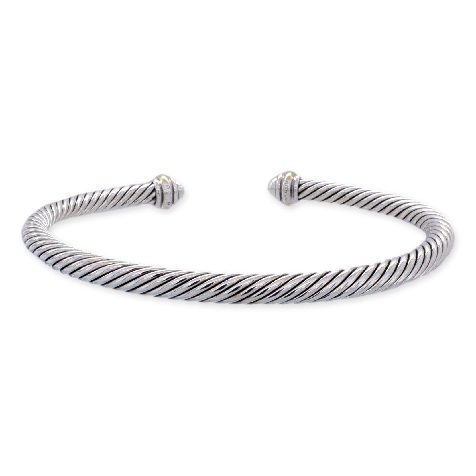 cable classics bracelet in sterling silver with 18k yellow gold