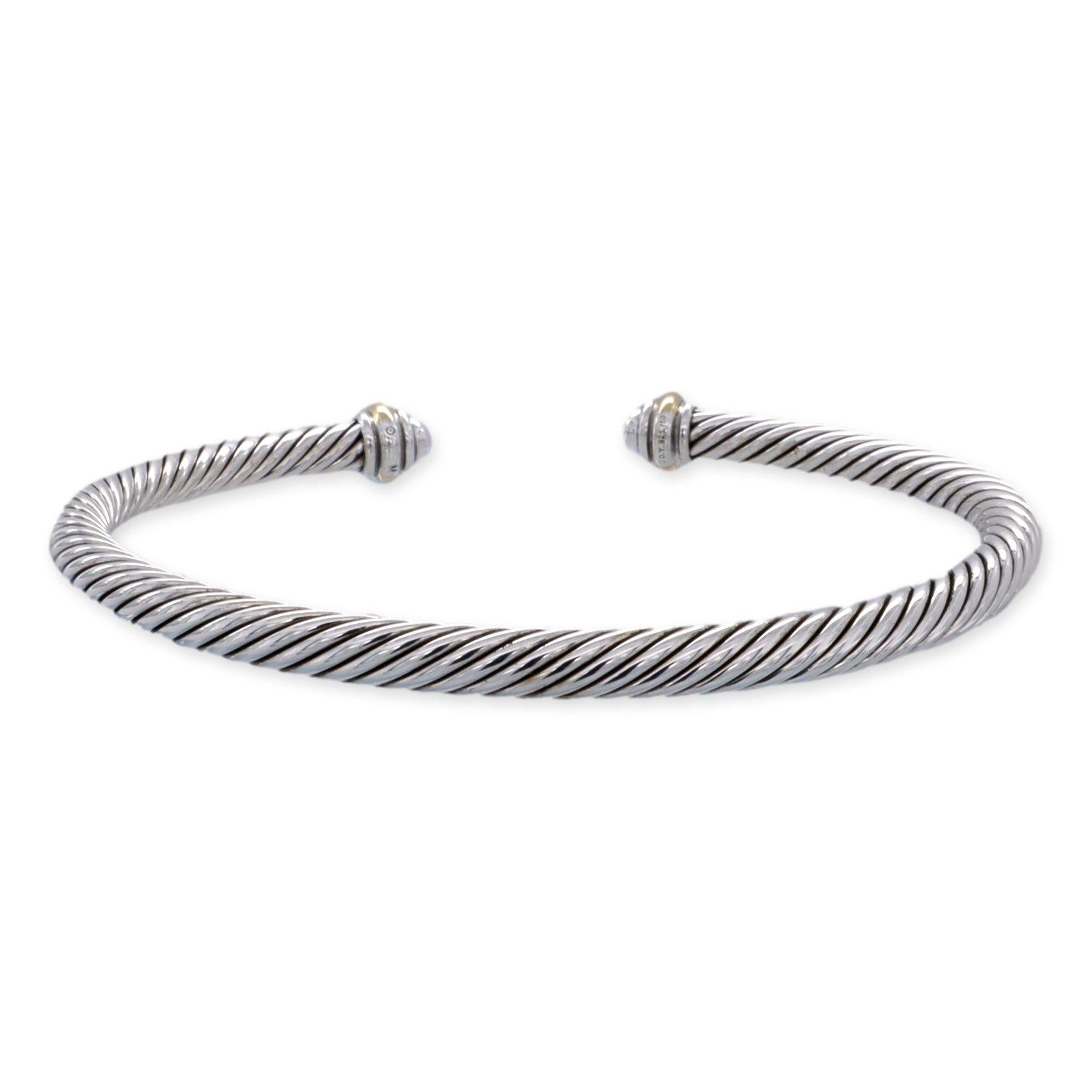 Contemporary David Yurman Sterling Silver 18K Yellow Gold Cable Classics Bracelet Small