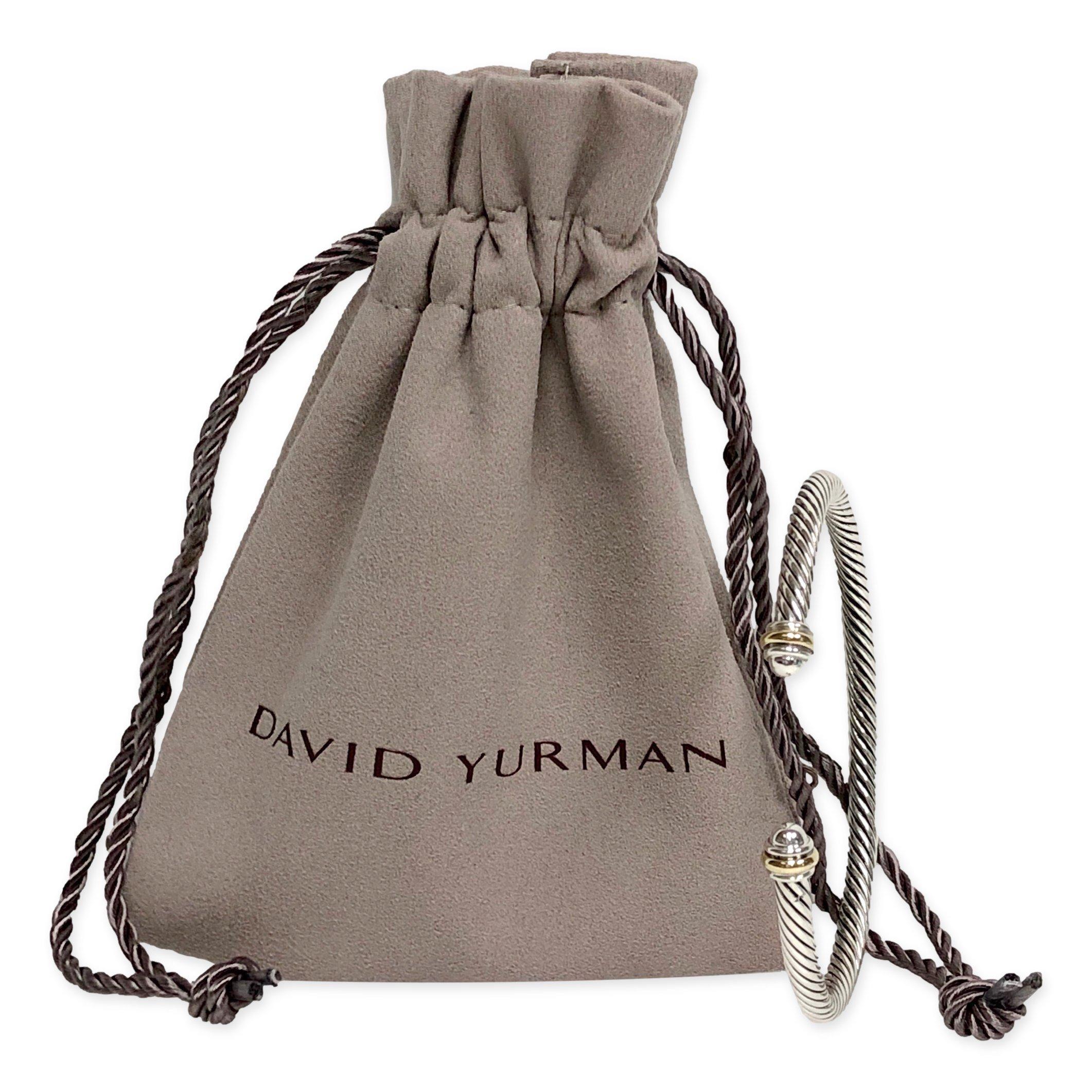 David Yurman Sterling Silver 18K Yellow Gold Cable Classics Bracelet Small 3