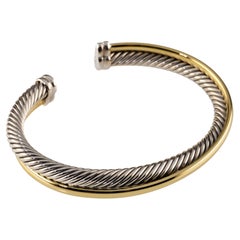 David Yurman Sterling Silber 18k Gelbgold Kabel Crossover Manschette Armband