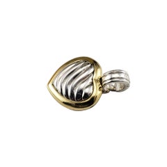 David Yurman Sterling Silver & 18K Yellow Gold Cable Heart Locket Pendant #20403
