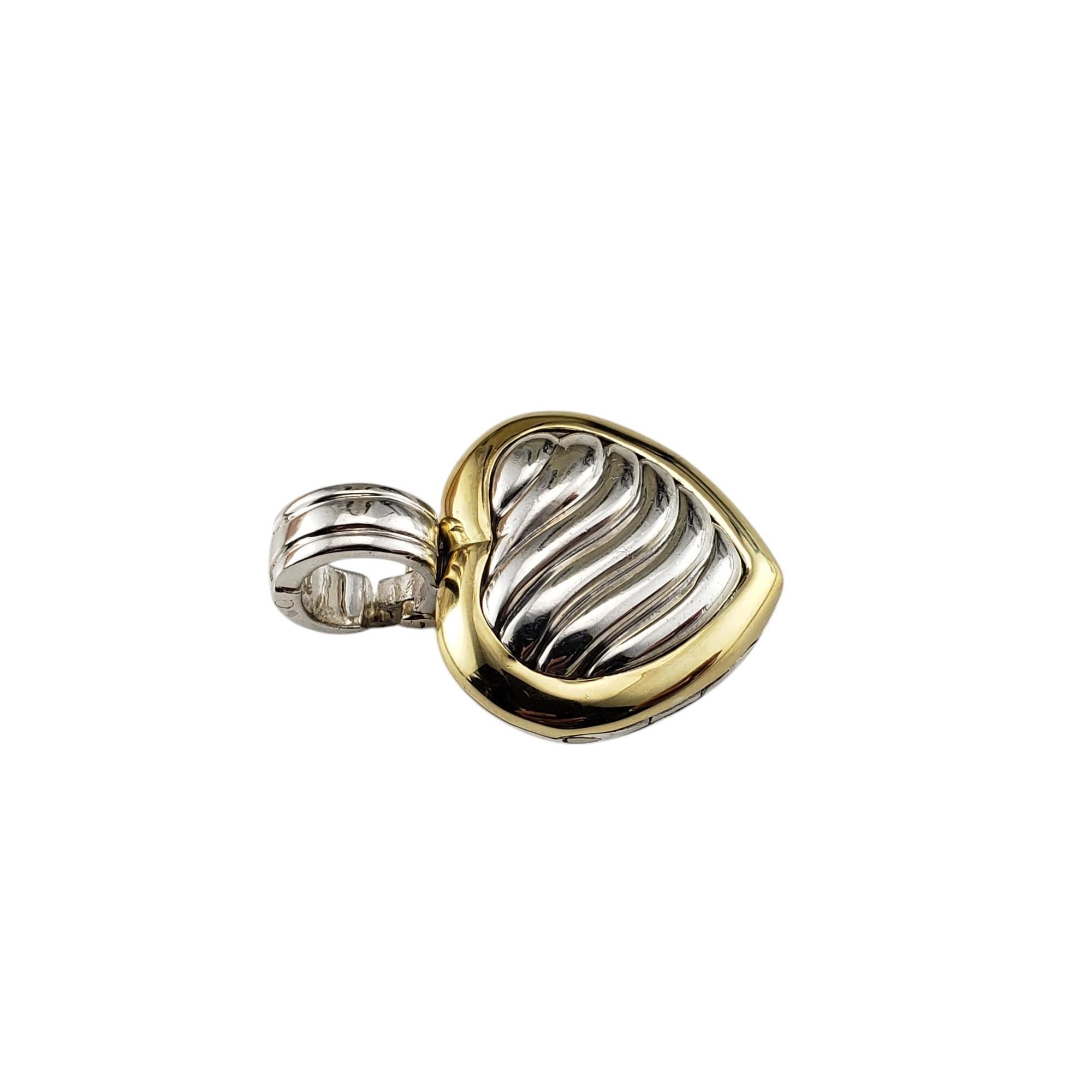 David Yurman Pendentif cœur câble en argent sterling et or jaune 18 carats #20403 Bon état - En vente à Washington Depot, CT