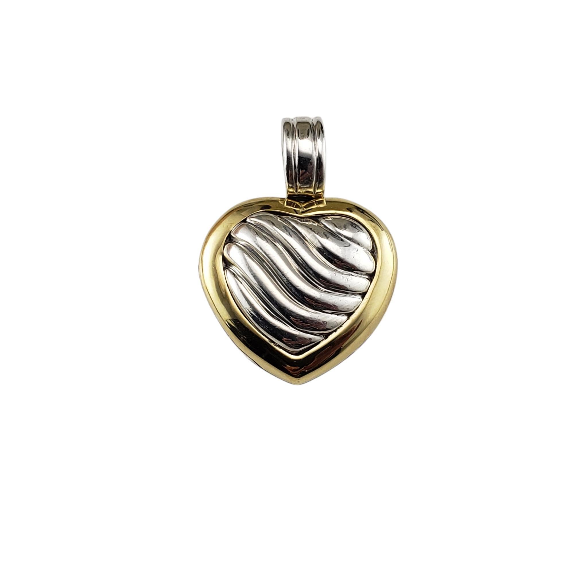 David Yurman Sterling Silver & 18K Yellow Gold Cable Heart Locket Pendant #20403
