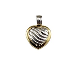 David Yurman Sterling Silver & 18K Yellow Gold Cable Heart Locket Pendant #20403