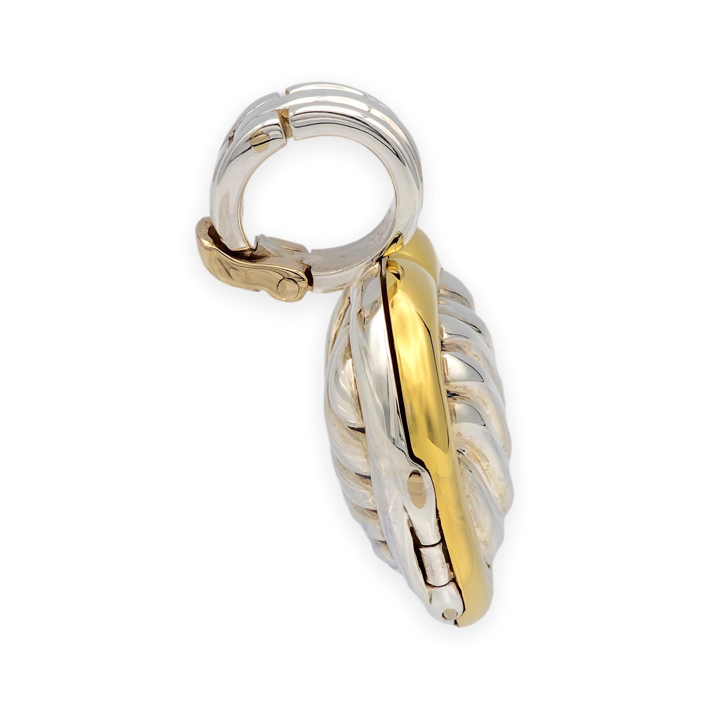 David Yurman Sterling Silber 18K Gelbgold Kabel Herz Medaillon Anhänger 22mm im Zustand „Hervorragend“ im Angebot in New York, NY