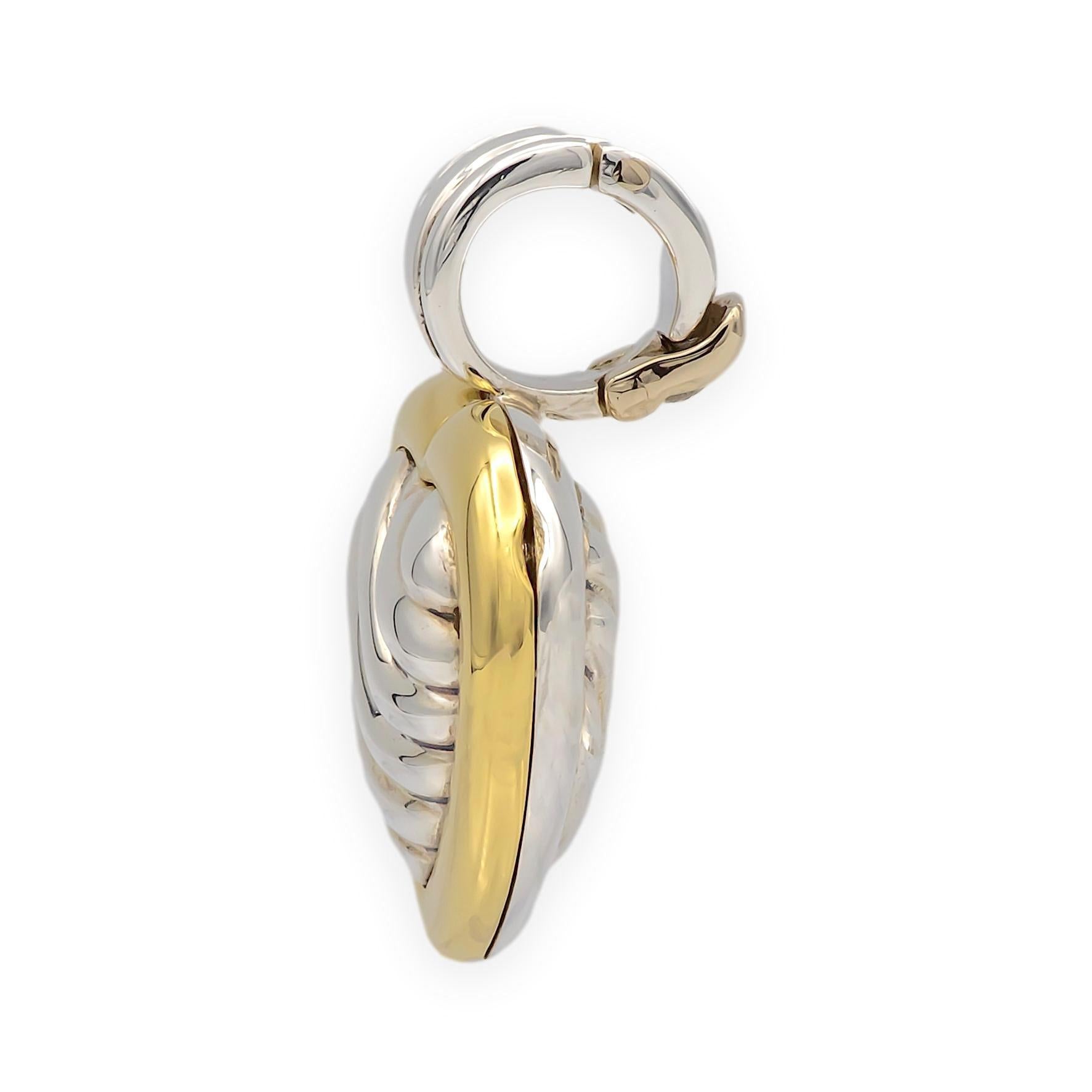 David Yurman Sterling Silber 18K Gelbgold Kabel Herz Medaillon Anhänger 22mm im Angebot 2