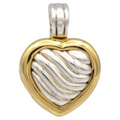 David Yurman Sterling Silber 18K Gelbgold Kabel Herz Medaillon Anhänger 22mm