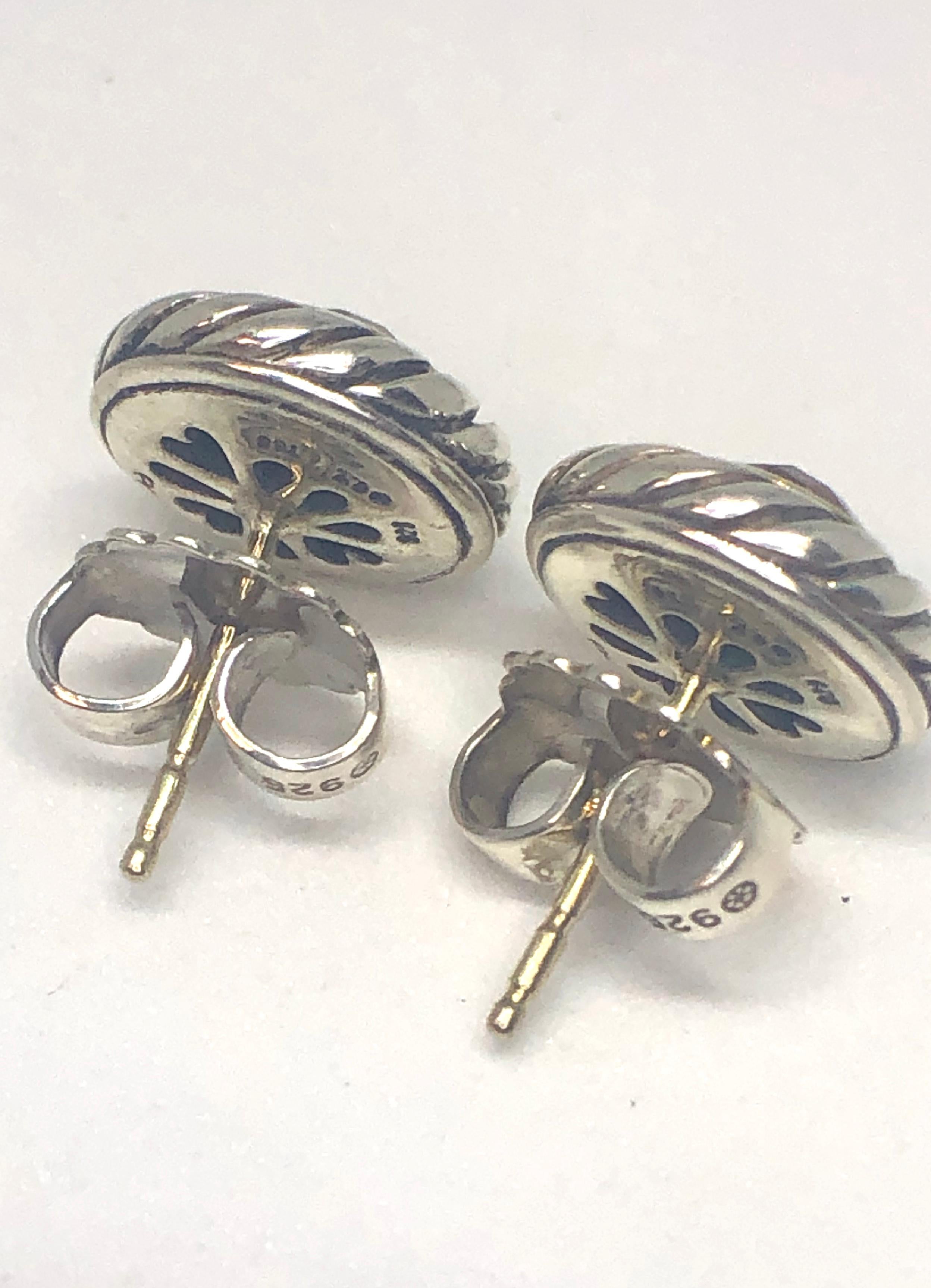 David Yurman sterling silver and 18kt yellow gold citrine earrings with jumbo friction backs.