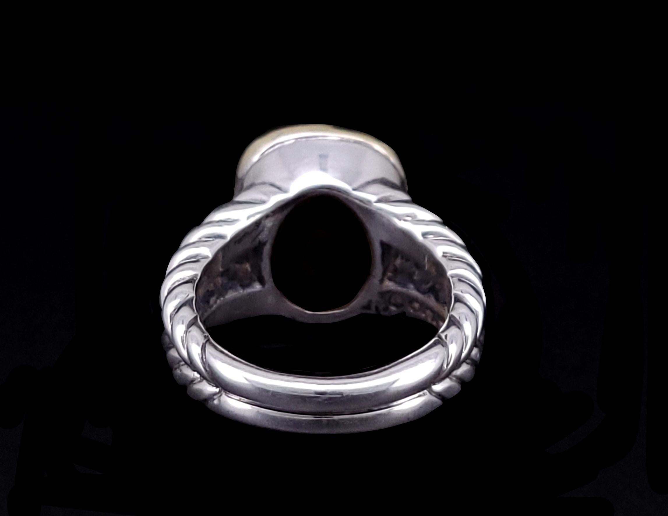 Women's David Yurman  Sterling Silver 18K Yellow Gold Citrine Noblesse Ring For Sale