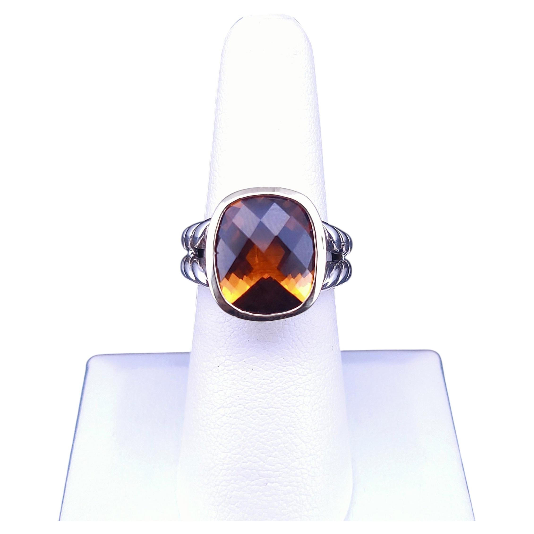 David Yurman  Bague noblesse en argent sterling, or jaune 18 carats et citrine en vente