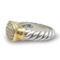 David Yurman Sterling Silver 18K Yellow Gold Diamond Cable Ring