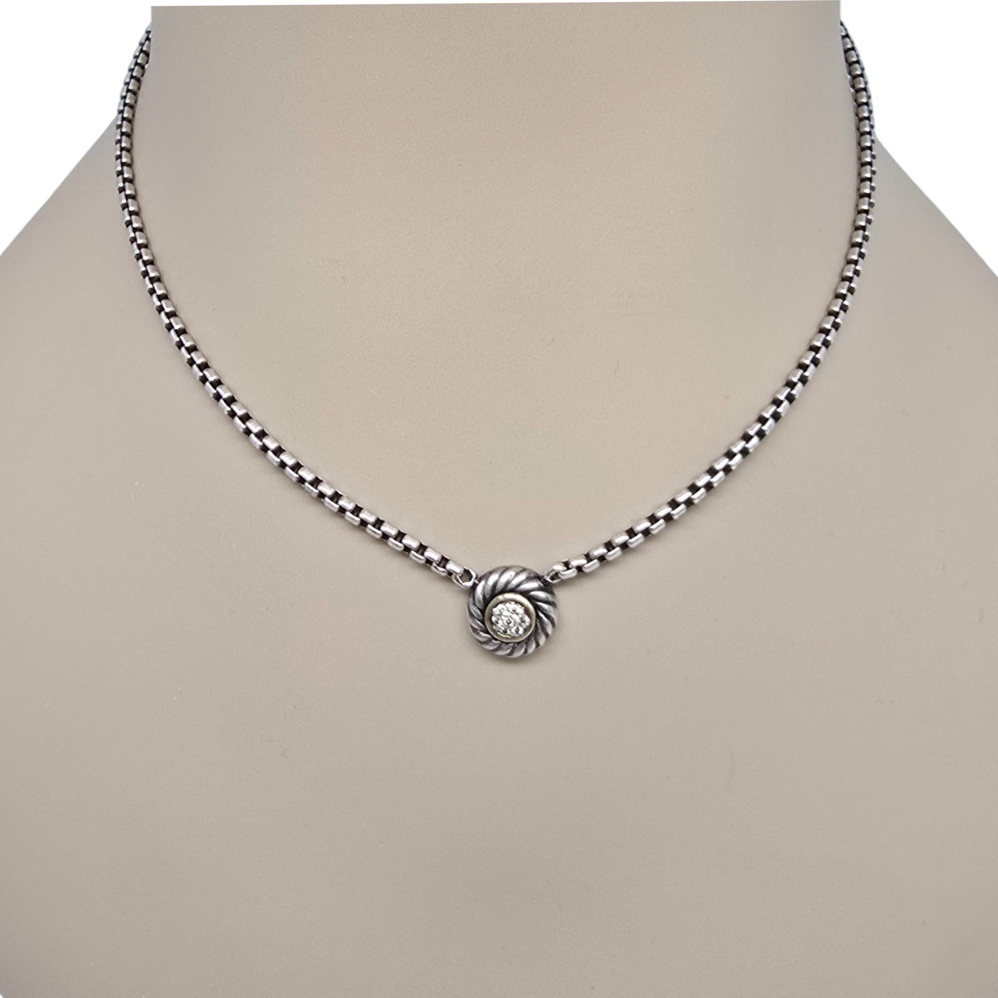 David Yurman Sterling Silver 18K Yellow Gold Diamond Cookie Necklace 16