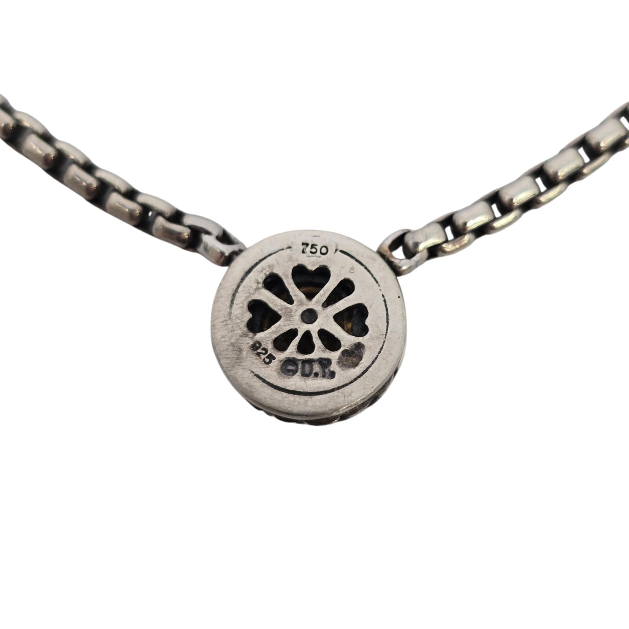 David Yurman Sterling Silver 18K Yellow Gold Diamond Cookie Necklace 16