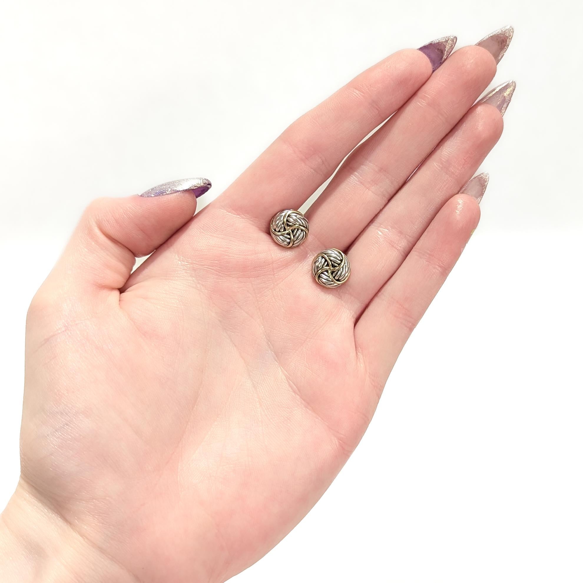 Moderne David Yurman - Boucles d'oreilles en argent sterling et or jaune 18 carats, nœud d'amour à l'infini en vente