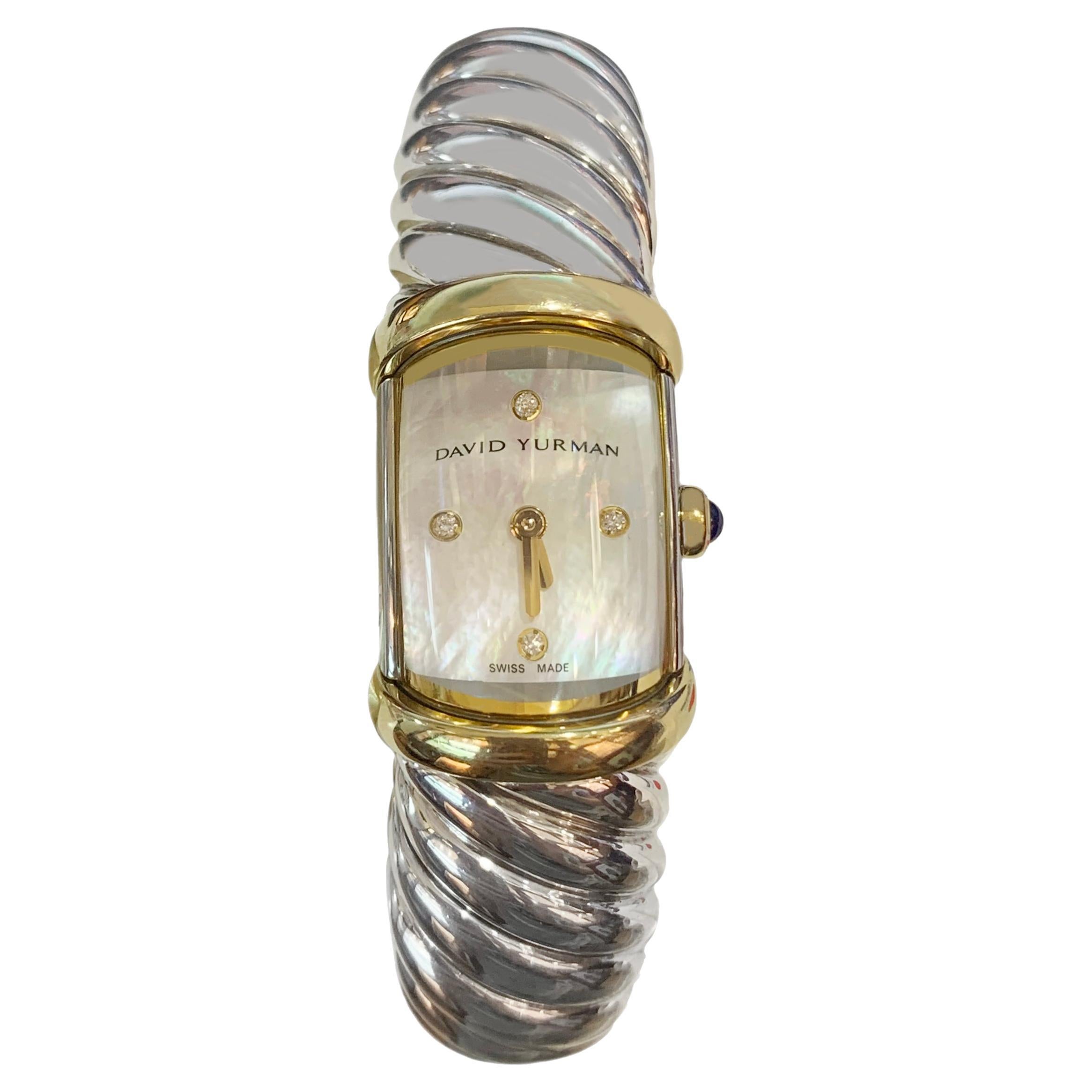 David Yurman Reloj de señora de plata de ley y oro amarillo de 18 quilates T209-S