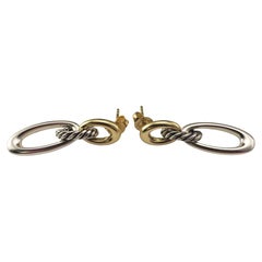 David Yurman Sterling Silver & 18K Yellow Gold Link Drop Ellipse Earrings #21014