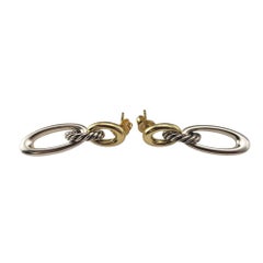 David Yurman Sterling Silver & 18K Yellow Gold Link Drop Ellipse Earrings #21247