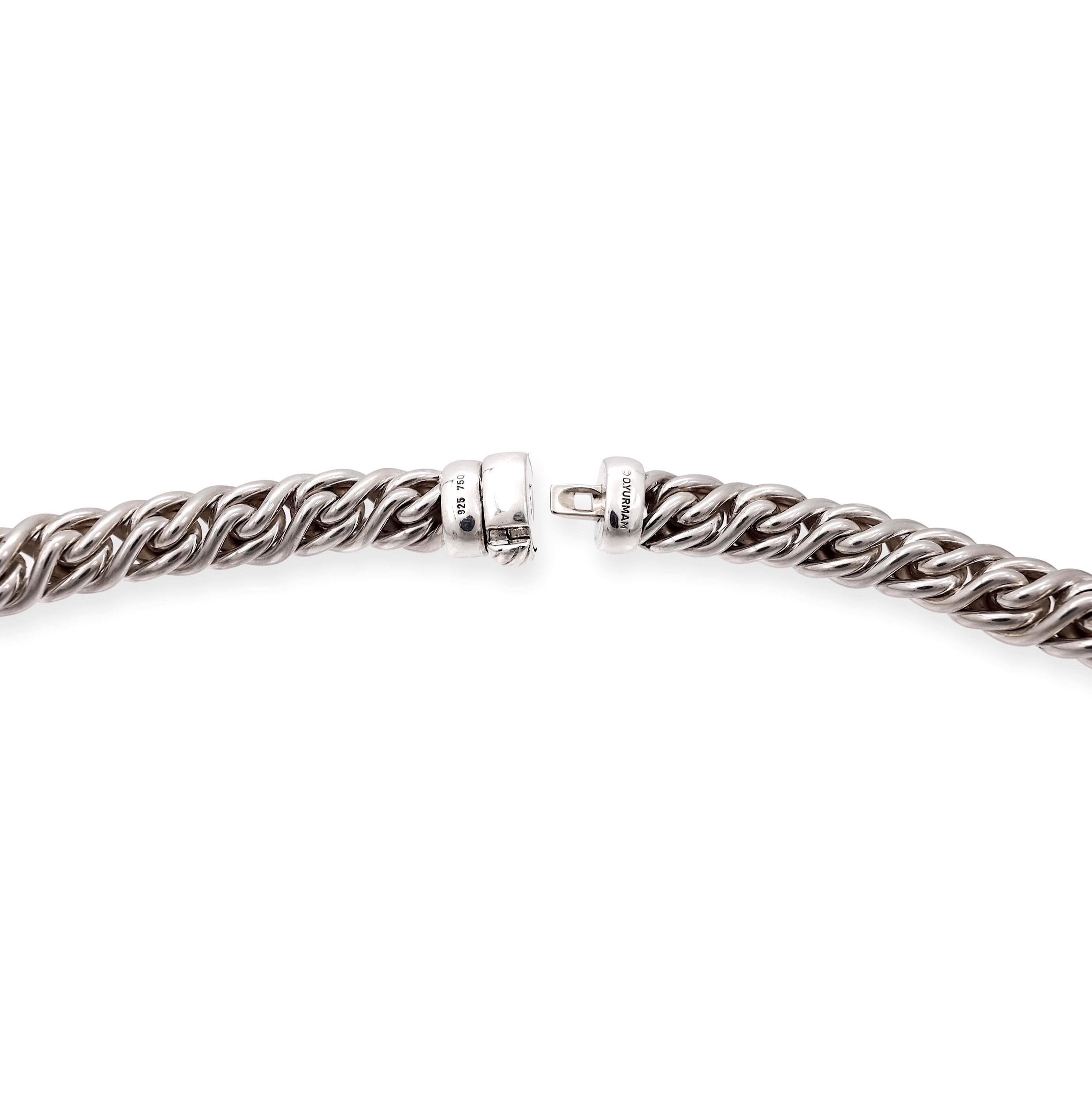 David Yurman Sterling Silver 18K Yellow Gold Lyrica X Wheat Chain Necklace In Excellent Condition In New York, NY