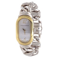 David Yurman Montre-bracelet Madison ovale câble en argent sterling et or jaune 18 carats