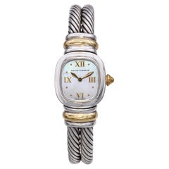 David Yurman Sterling Silver & 18k Yellow Gold MOP Cable Watch