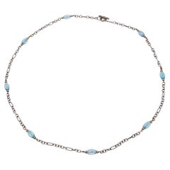 David Yurman Sterling Silver & 18k Yellow Gold Topaz Station Necklace