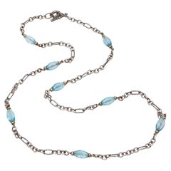 David Yurman - Collana a stazione in argento sterling e oro giallo 18 carati con topazio