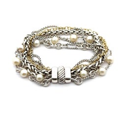 David Yurman Sterling Silver 18k Yellow Gold Varied Multi Link Chain Bracelet