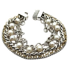 David Yurman Sterling Silver 18k Yellow Gold Varied Multi Link Chain Bracelet