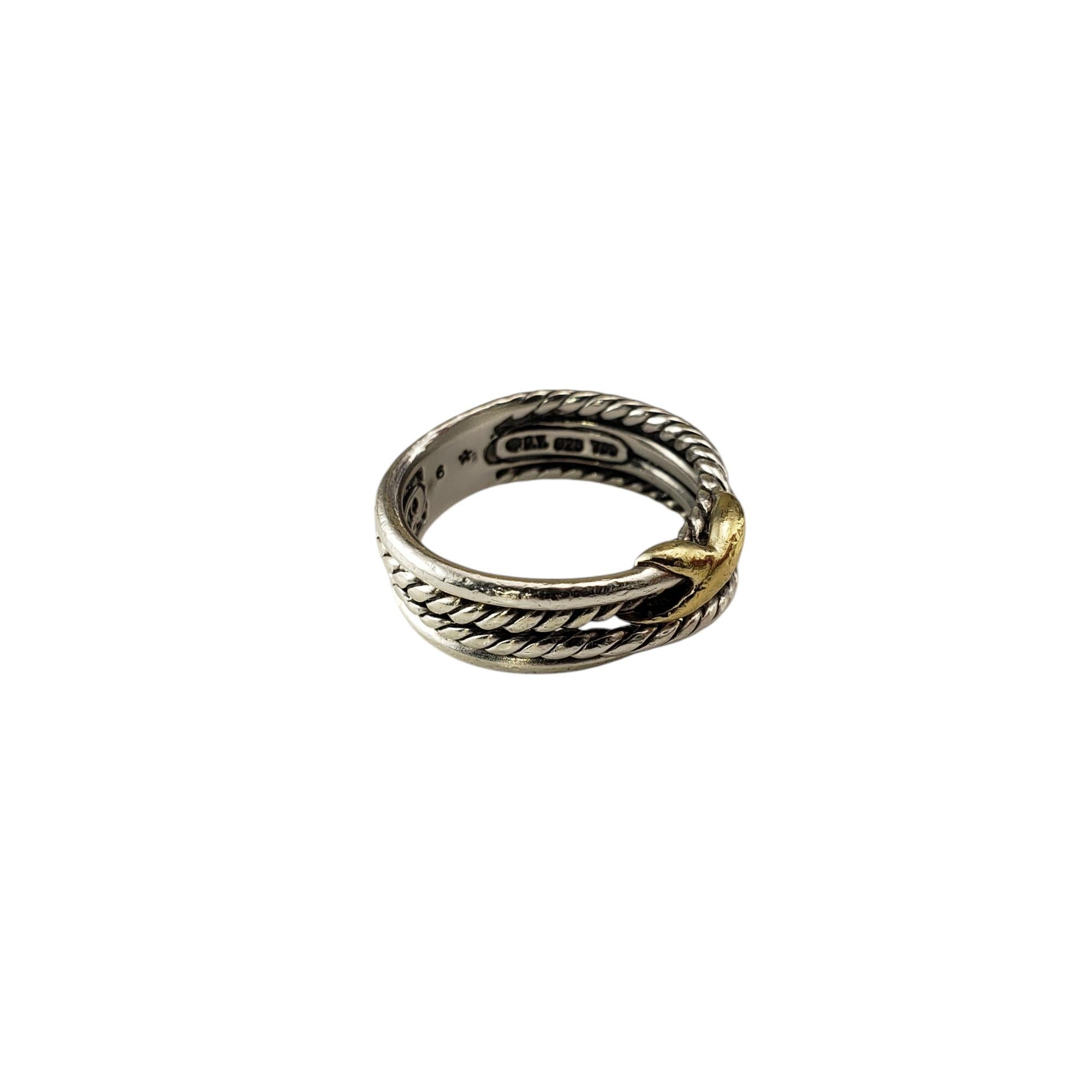 David Yurman Sterling Silver & 18K Yellow Gold X Crossover Ring Size 5.75 #19789 For Sale 1