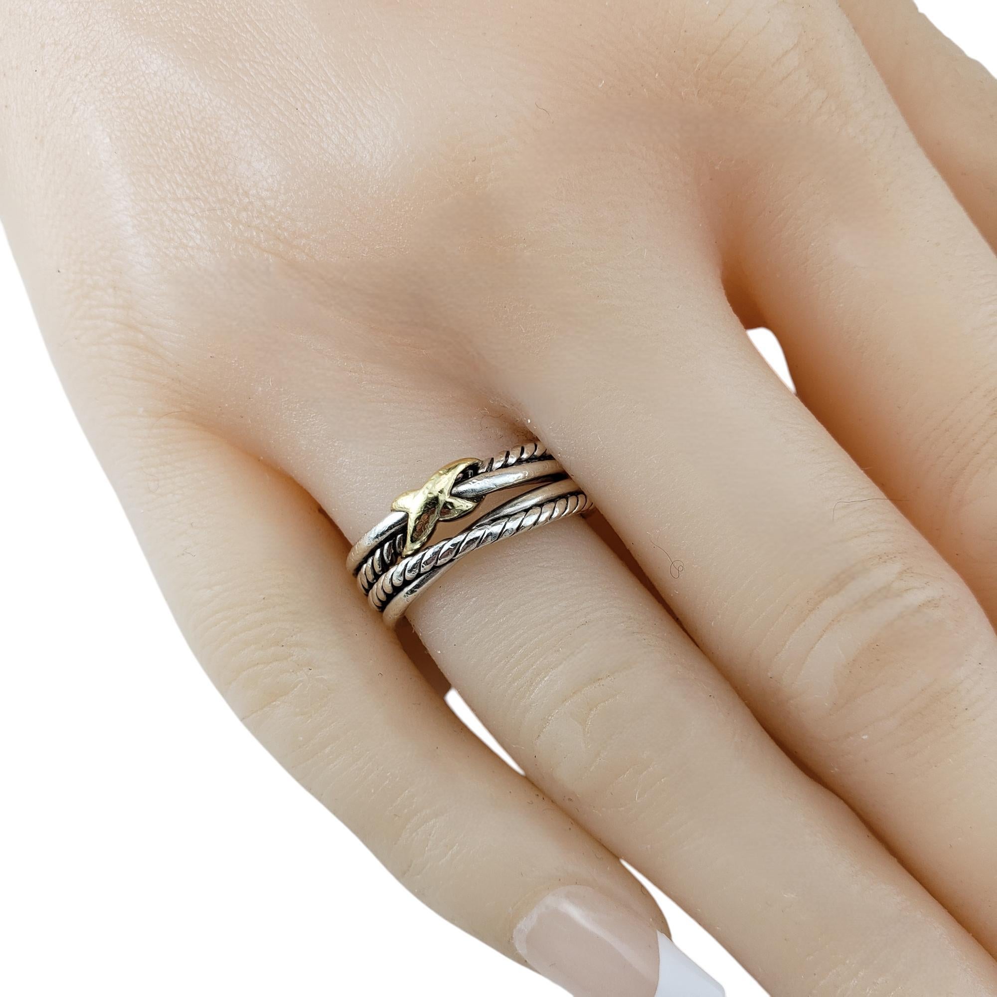 David Yurman Sterling Silver & 18K Yellow Gold X Crossover Ring Size 5.75 #19789 For Sale 4