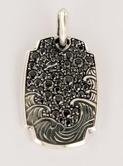 David Yurman sterling silver black diamond amulet tag enhancer