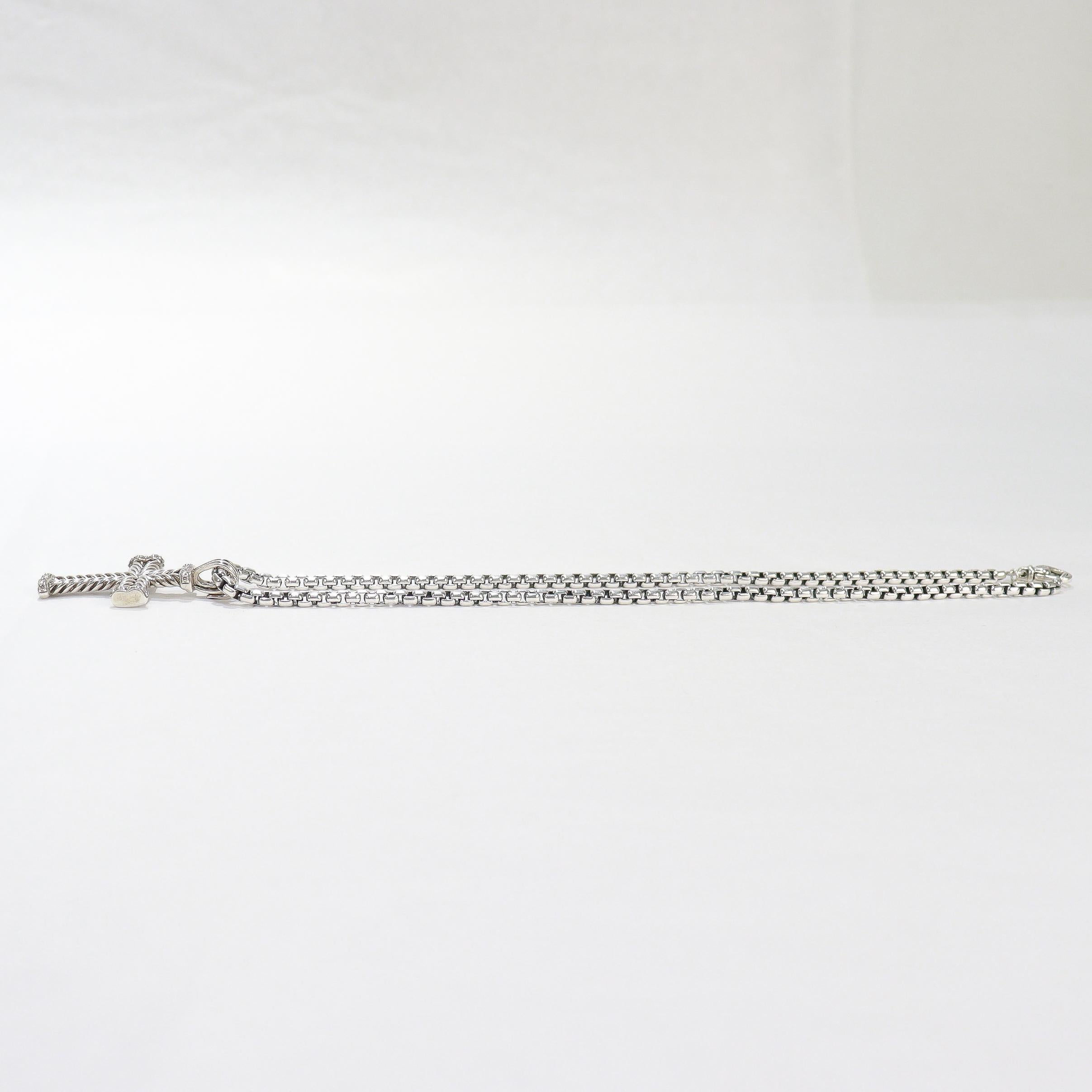 David Yurman - Collana con ciondolo a forma di croce e diamanti in argento sterling da 33 mm - e David Yurman - Collana con ciondolo a forma di croce e diamanti in vendita 8