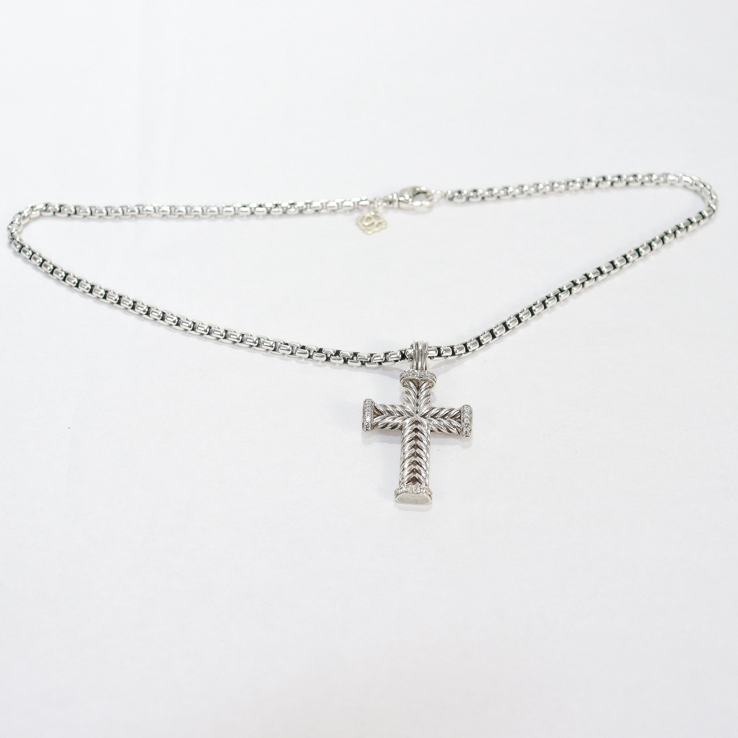 David Yurman - Collana con ciondolo a forma di croce e diamanti in argento sterling da 33 mm - e David Yurman - Collana con ciondolo a forma di croce e diamanti in vendita 9