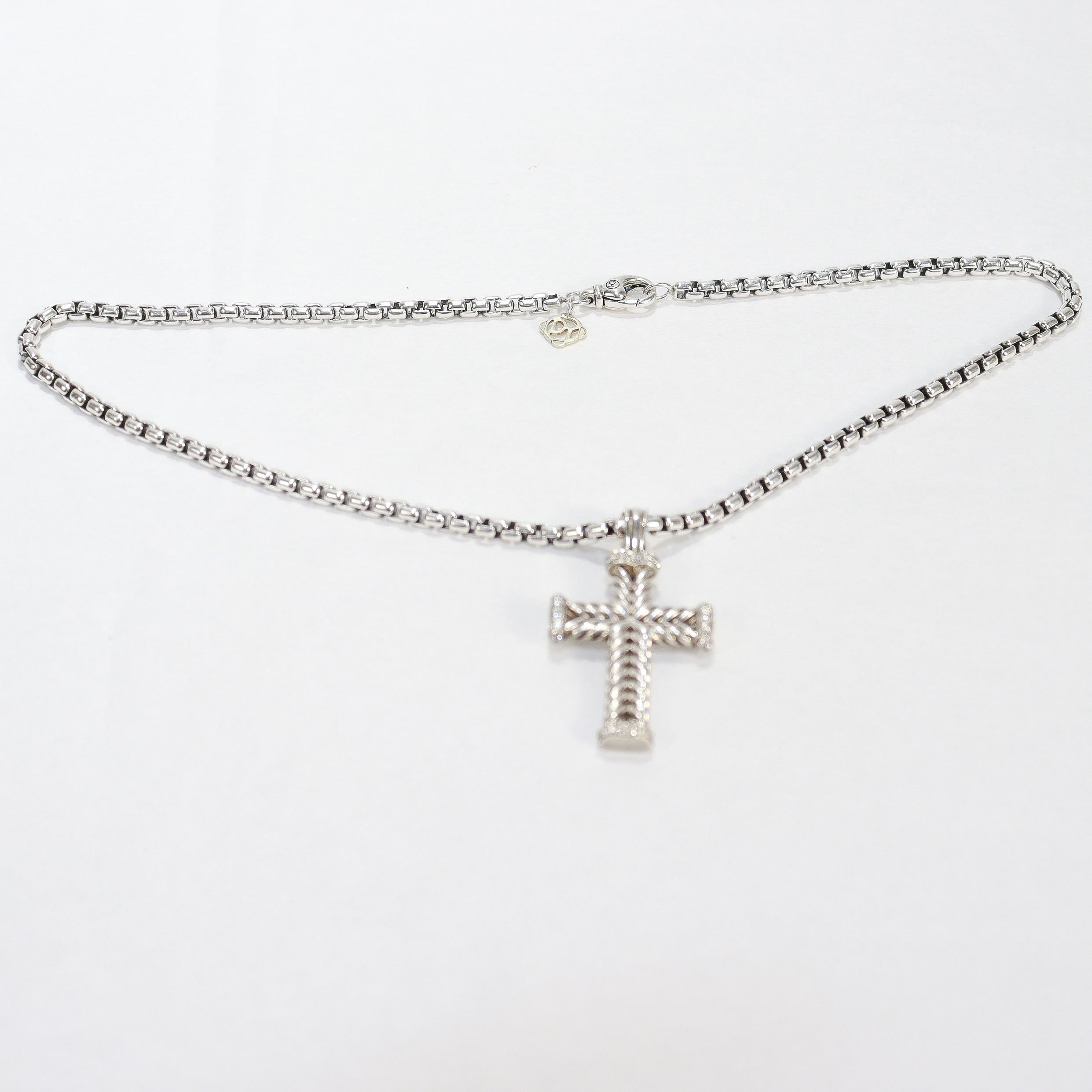 David Yurman - Collana con ciondolo a forma di croce e diamanti in argento sterling da 33 mm - e David Yurman - Collana con ciondolo a forma di croce e diamanti in vendita 10
