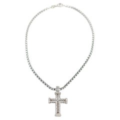 David Yurman - Collana con ciondolo a forma di croce e diamanti in argento sterling da 33 mm - e David Yurman - Collana con ciondolo a forma di croce e diamanti