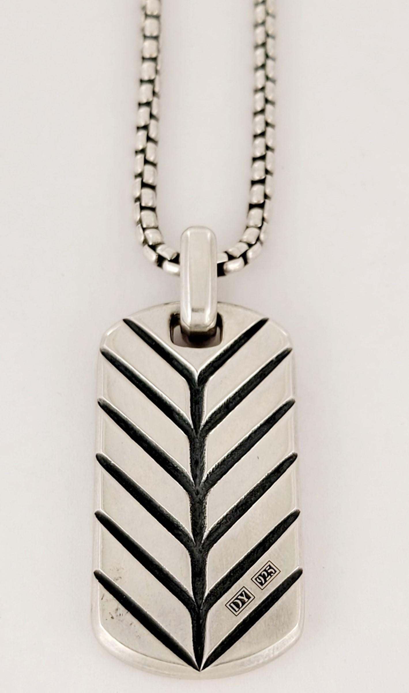 Men's David yurman Sterling Silver 34.3mm Streamline Dog Tag With Pink Sapphires