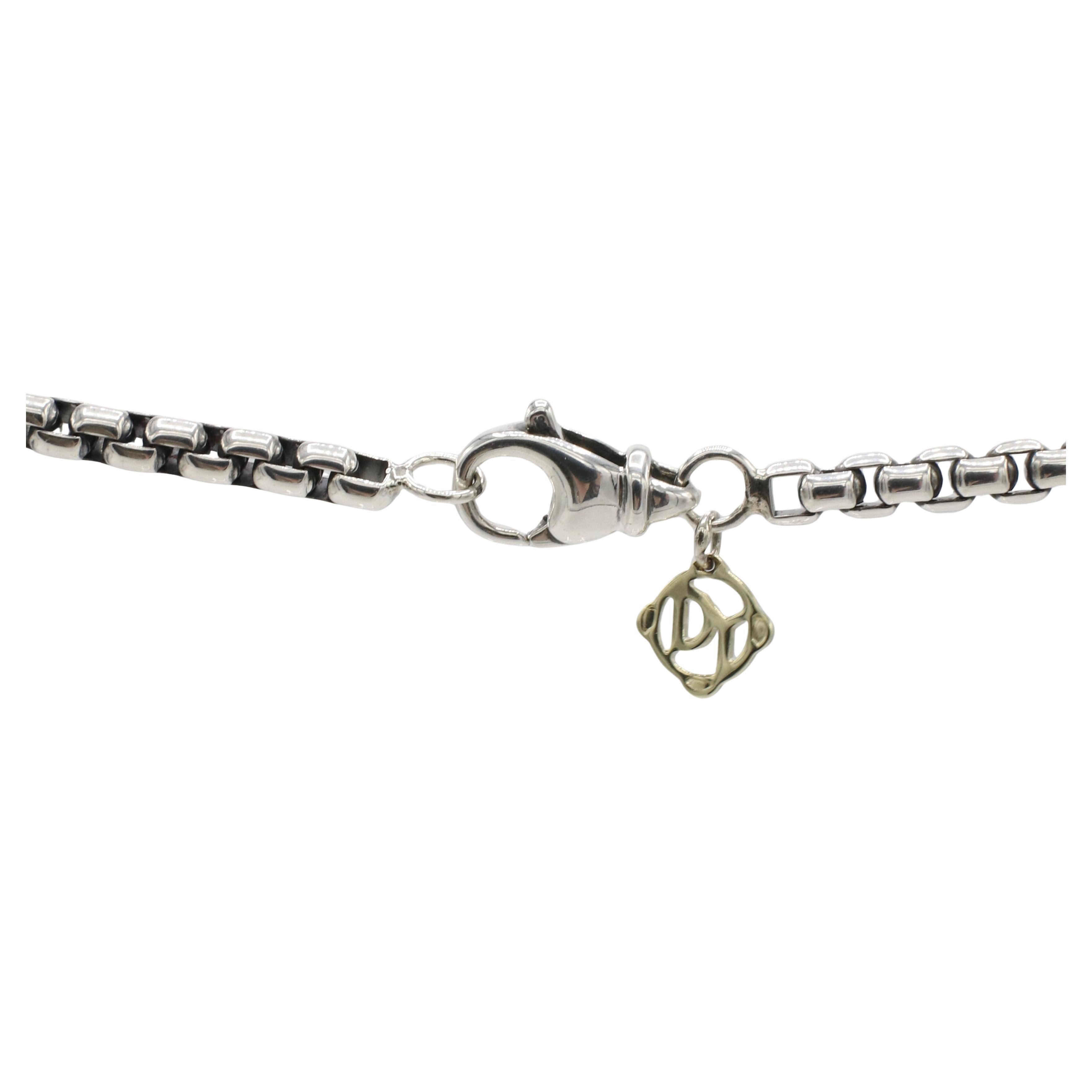 Modern David Yurman Sterling Silver 3.5MM Box Chain Link Necklace 20 Inches For Sale