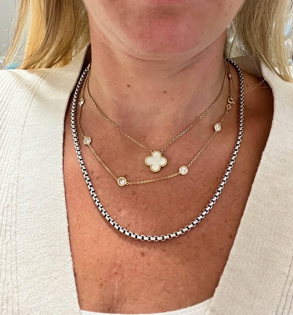 David Yurman Sterling Silver 3.5MM Box Chain Link Necklace 20 Inches In Excellent Condition For Sale In  Baltimore, MD