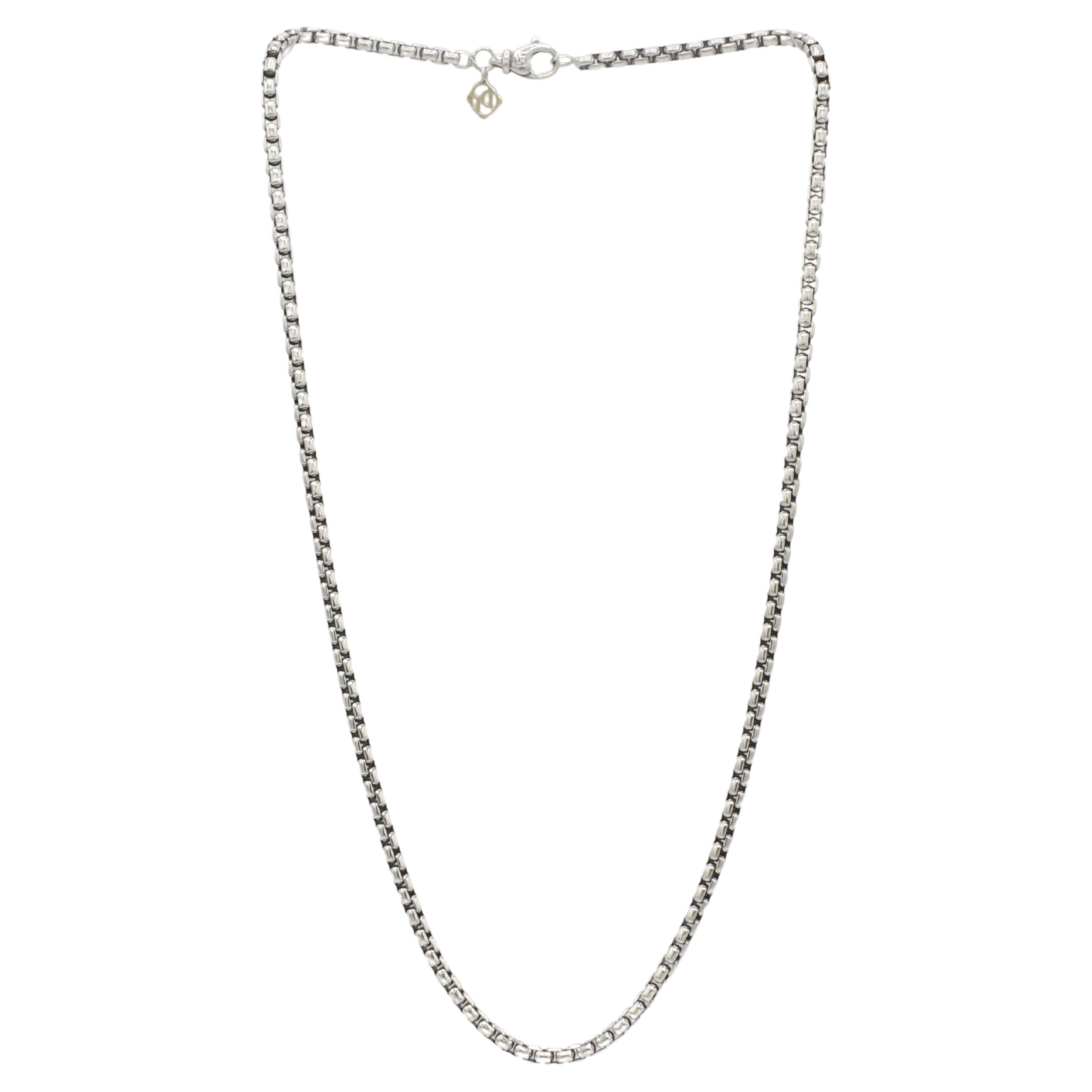 David Yurman Sterling Silver 3.5MM Box Chain Link Necklace 20 Inches