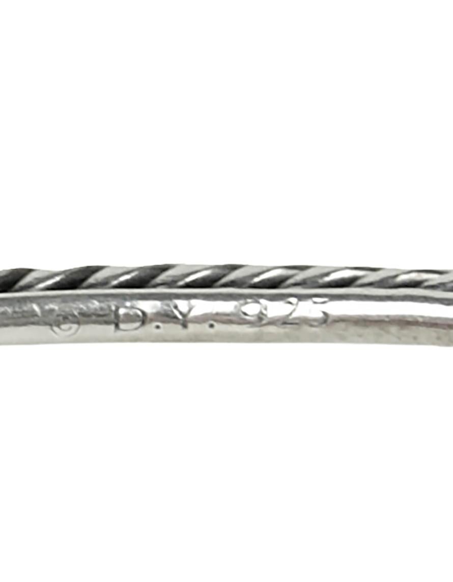David Yurman Sterling Silver 4mm Cable Bangle Bracelet sz L In Good Condition For Sale In New York, NY