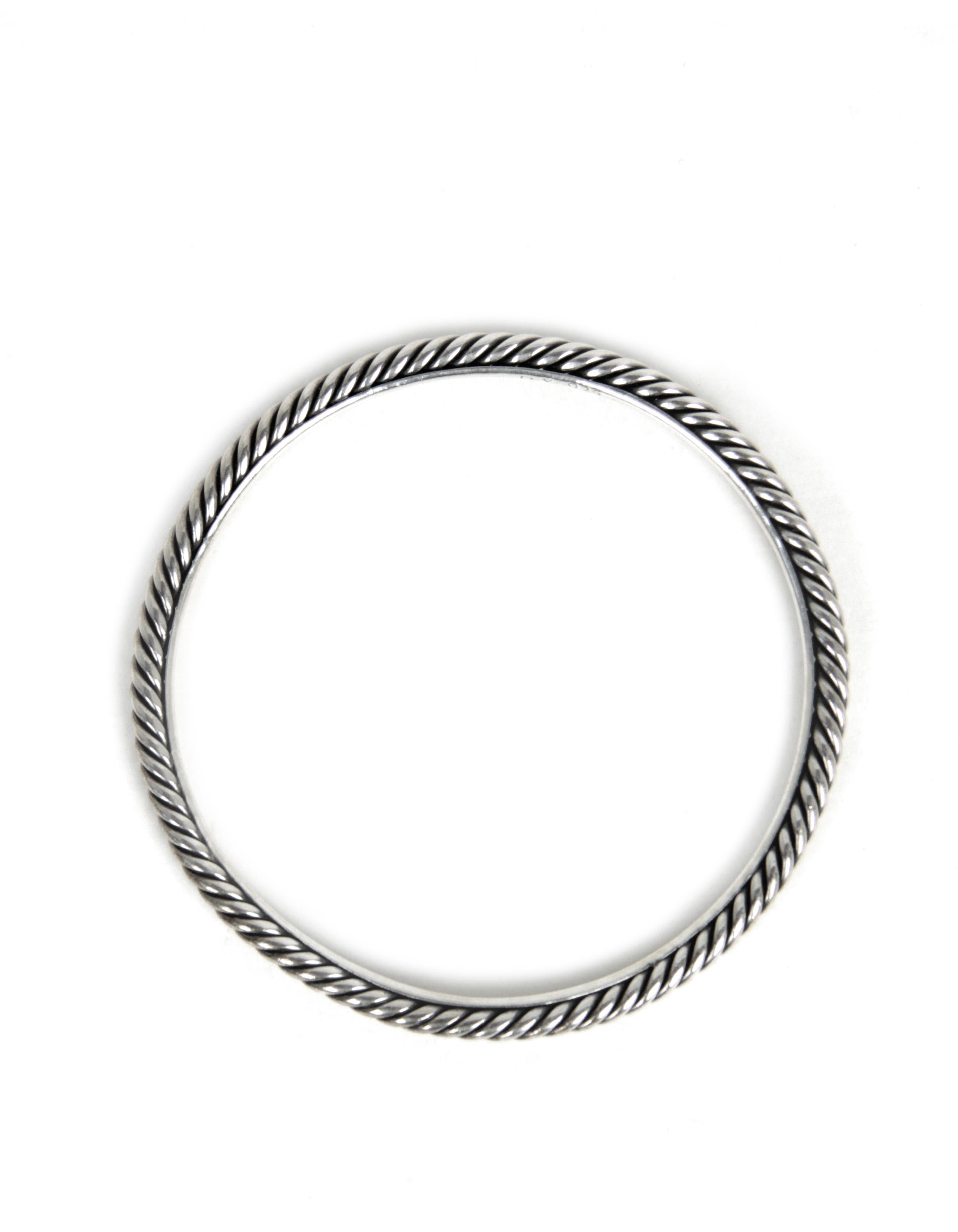 Women's David Yurman Sterling Silver 4mm Cable Bangle Bracelet sz L For Sale